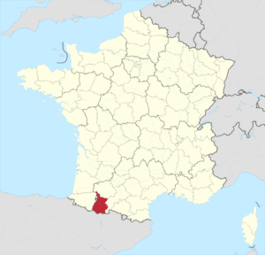 Carte de localisation des Hautes-Pyrénées en France.