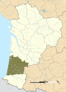 Carte de localisation des Landes dans la région Nouvelle-Aquitaine.