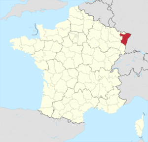 Carte de localisation du Bas-Rhin en France.