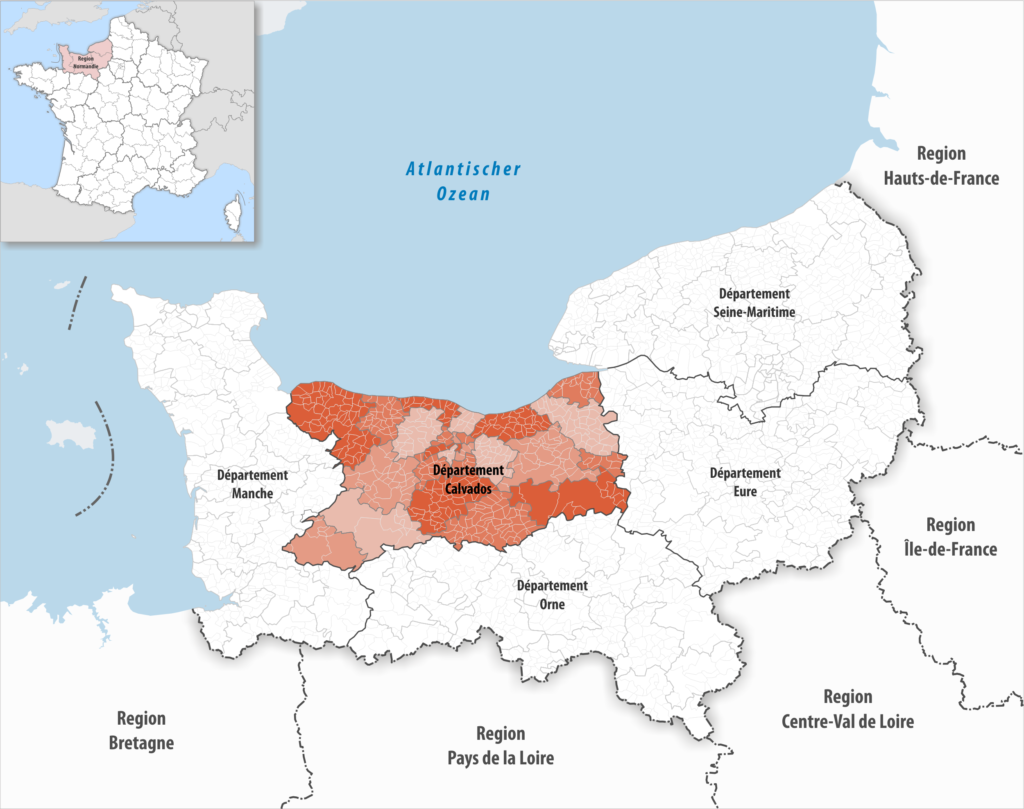 Carte de localisation du Calvados dans la région Normandie.