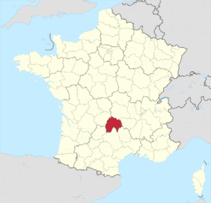 Carte de localisation du Cantal en France.