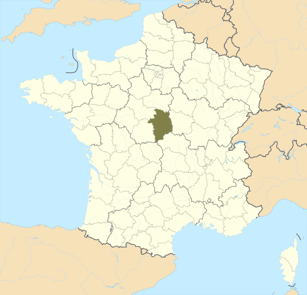 Carte de localisation du Cher en France.