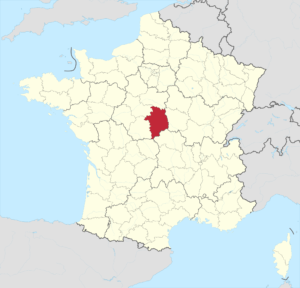 Carte de localisation du Cher en France.