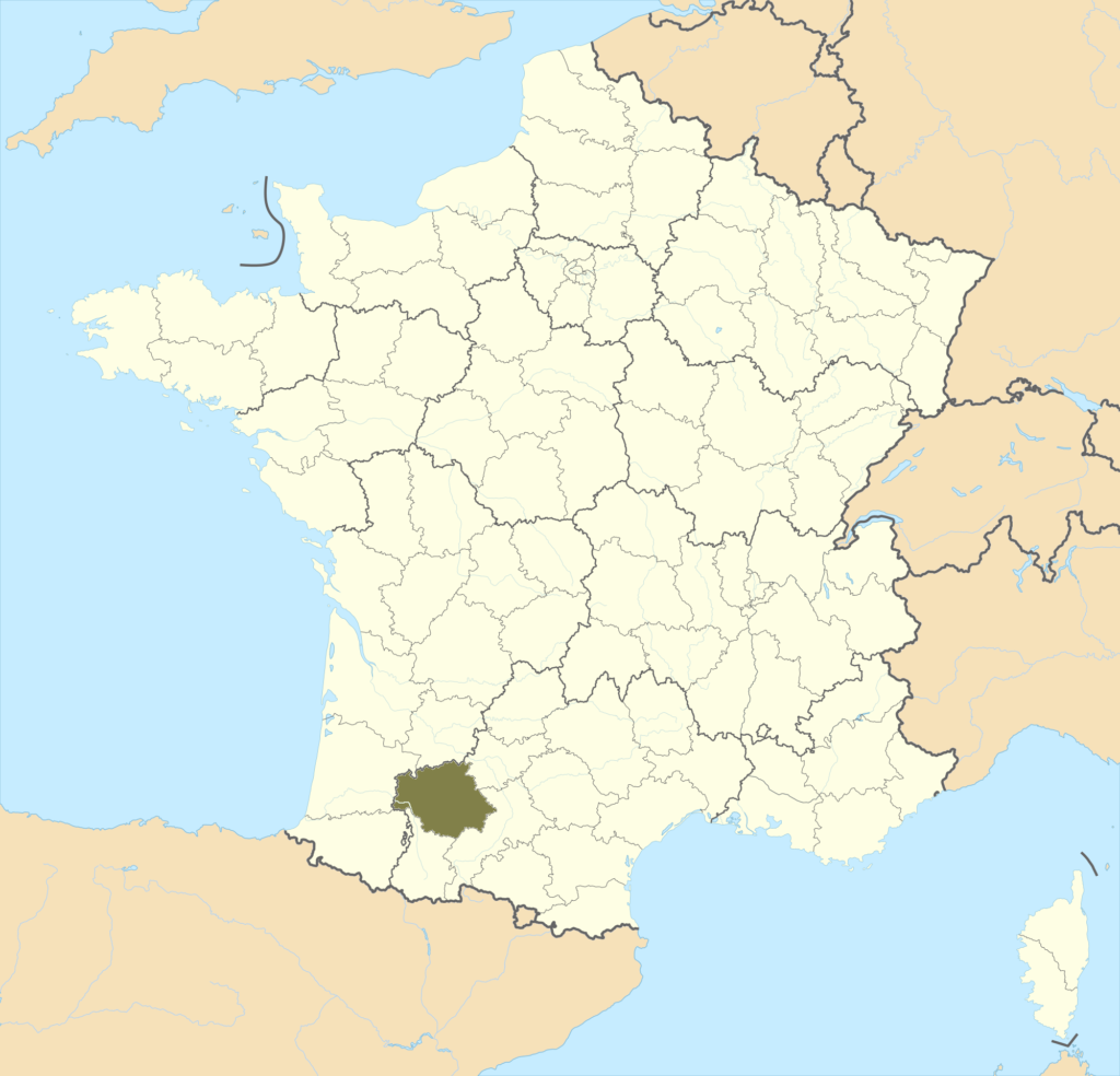 Carte de localisation du Gers en France.