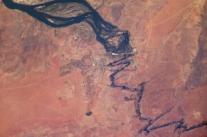 Image satellite des chutes Victoria et du fleuve Zambèze