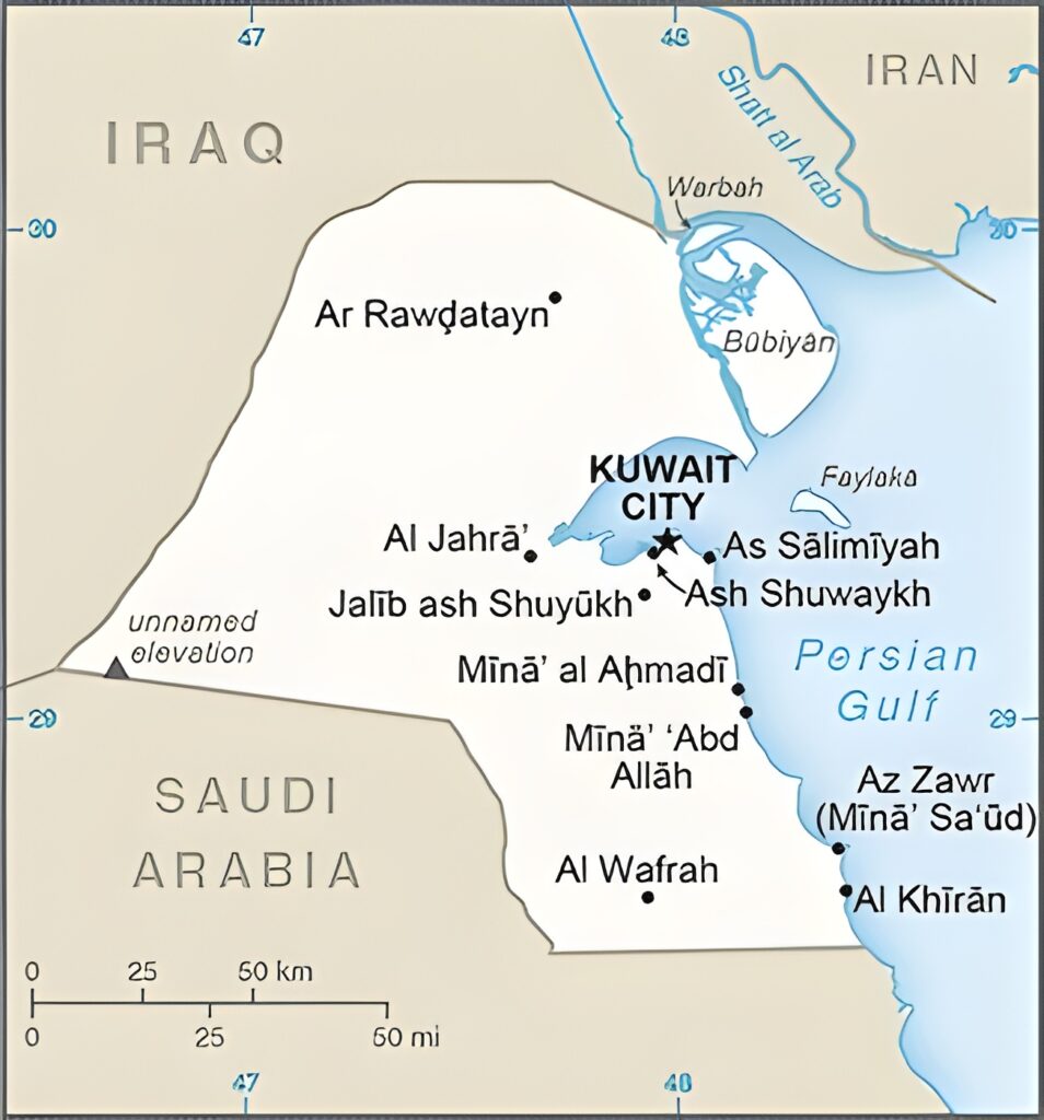 Carte des principales villes du Koweït