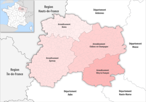 Les arrondissements du département de la Marne