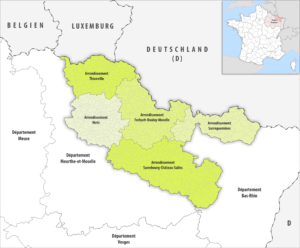 Les arrondissements du département de la Moselle