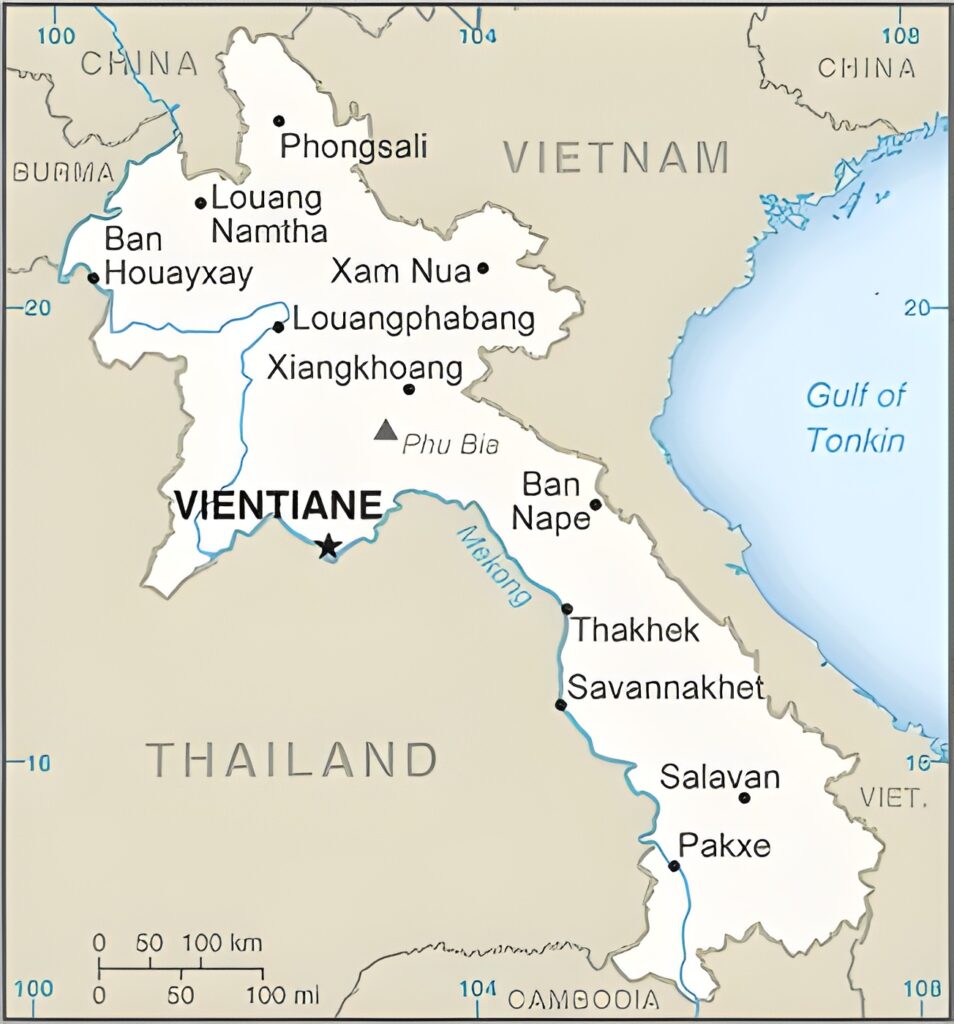 Carte des principales villes du Laos