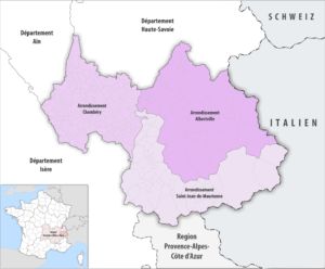 Les arrondissements du département de la Savoie