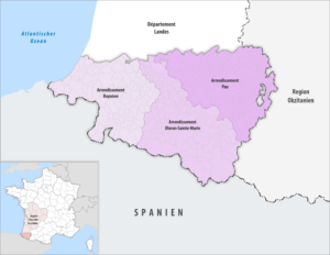 Les arrondissements du département des Pyrénées-Atlantiques