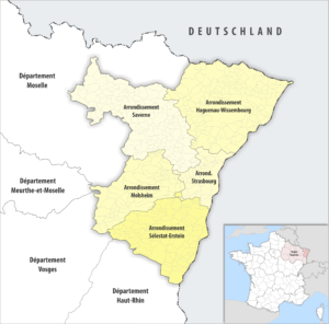 Les arrondissements du département du Bas-Rhin