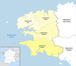 Les arrondissements du département du Finistère