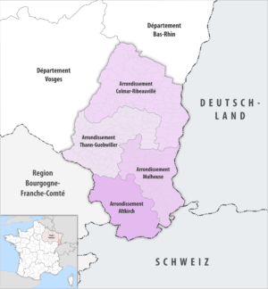 Les arrondissements du département du Haut-Rhin