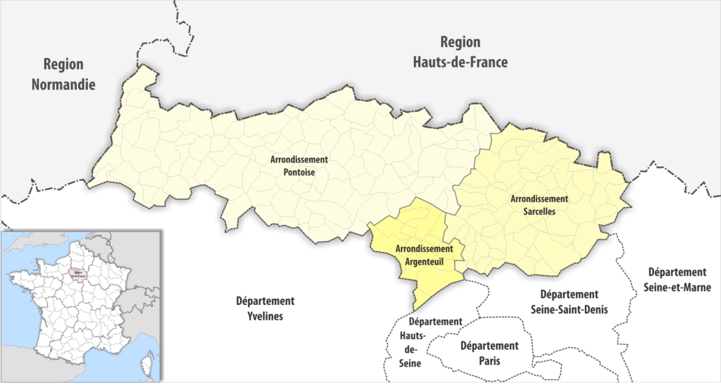 Carte des arrondissements du département du Val-d’Oise.