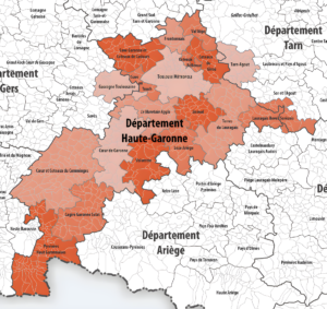 Carte des intercommunalités de la Haute-Garonne