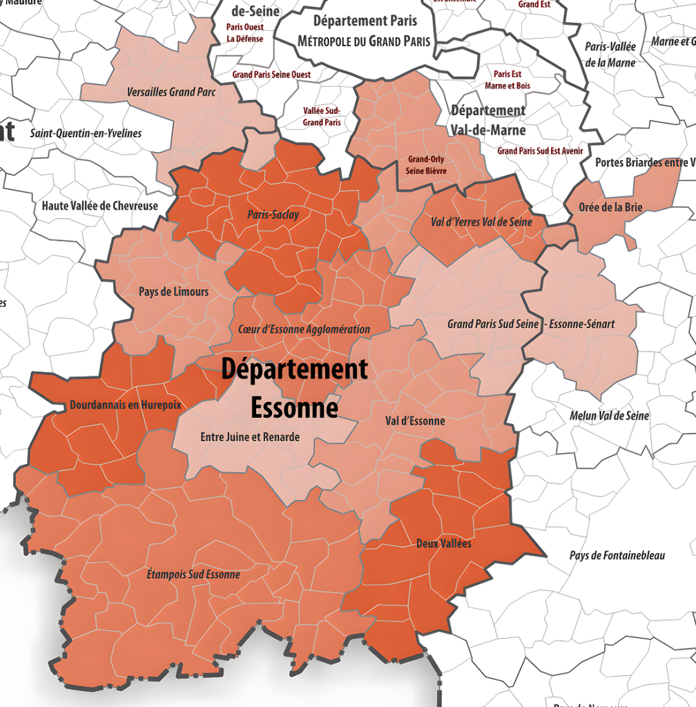 Carte des intercommunalités de l'Essonne