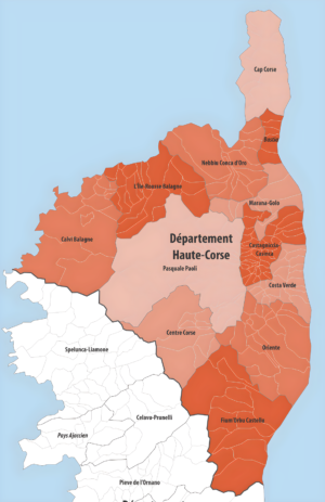 Carte des intercommunalités de la Haute-Corse