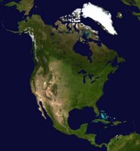 Photographie satellite de l'Amérique du Nord. 