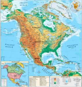 Carte de l'Amérique du Nord.