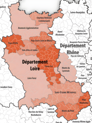 Carte des intercommunalités de la Loire