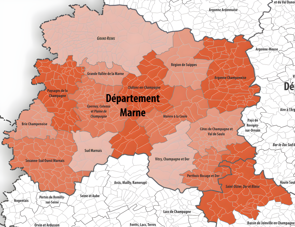 Carte des intercommunalités de la Marne.
