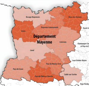 Carte des intercommunalités de la Mayenne