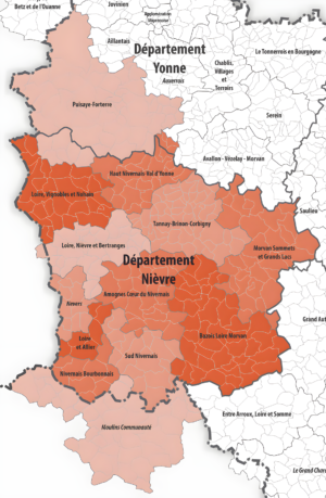 Carte des intercommunalités de la Nièvre