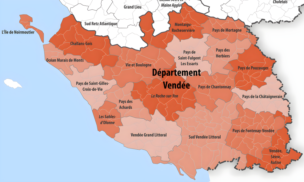 Carte des intercommunalités de la Vendée.