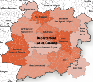 Carte des intercommunalités de Lot-et-Garonne