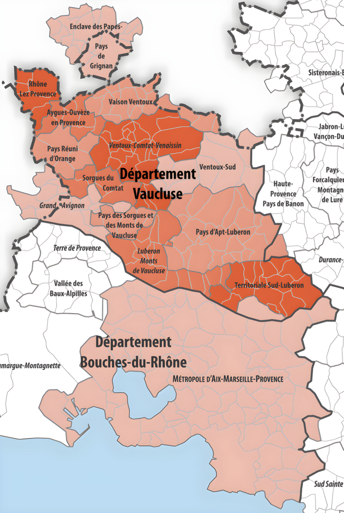 Carte des intercommunalités de Vaucluse.