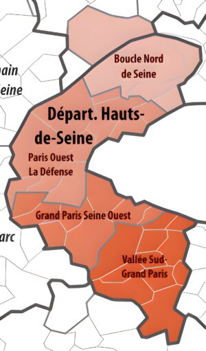 Carte des intercommunalités des Hauts-de-Seine