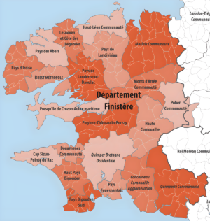 Carte des intercommunalités du Finistère