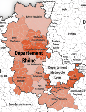Carte des intercommunalités du Rhône