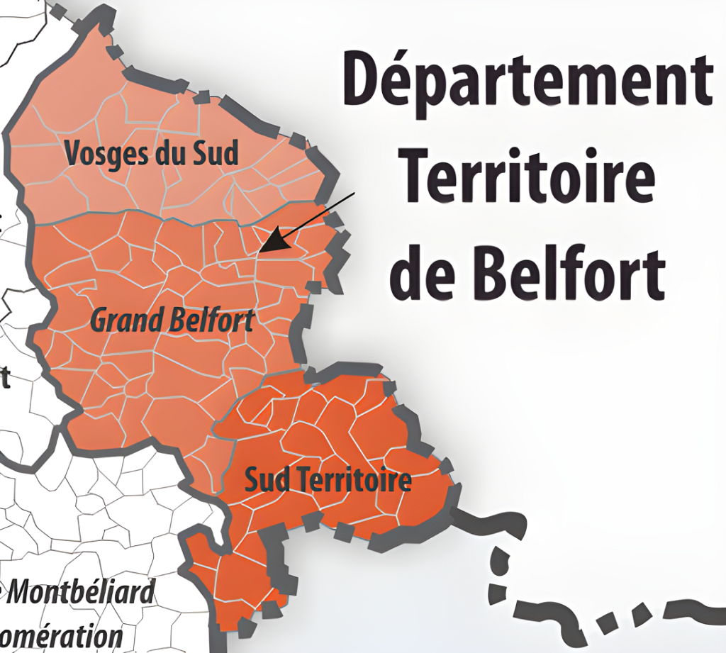 Carte des intercommunalités du Territoire de Belfort.