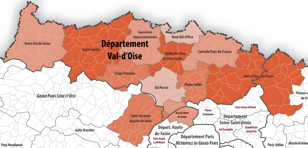 Carte des intercommunalités du Val-d'Oise.