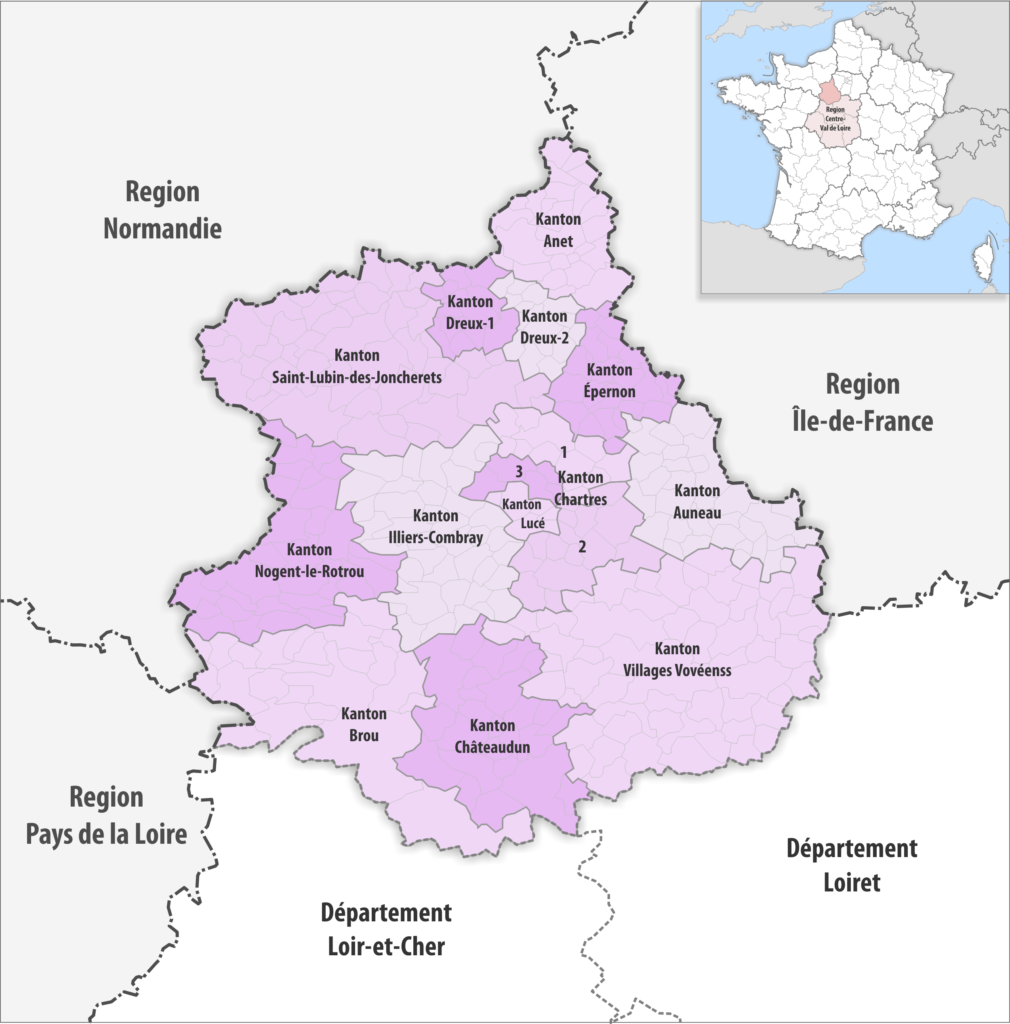 Carte-des-cantons du département d'Eure-et-Loir.