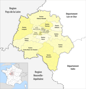 Carte des cantons du département d’Indre-et-Loire
