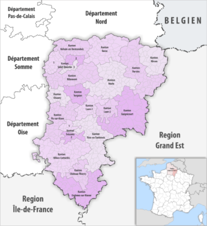 Carte des cantons du département de l’Aisne
