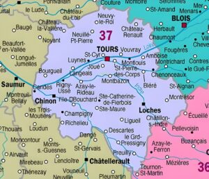 Carte des principales communes d’Indre-et-Loire