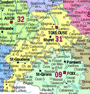 Carte des principales communes de la Haute-Garonne