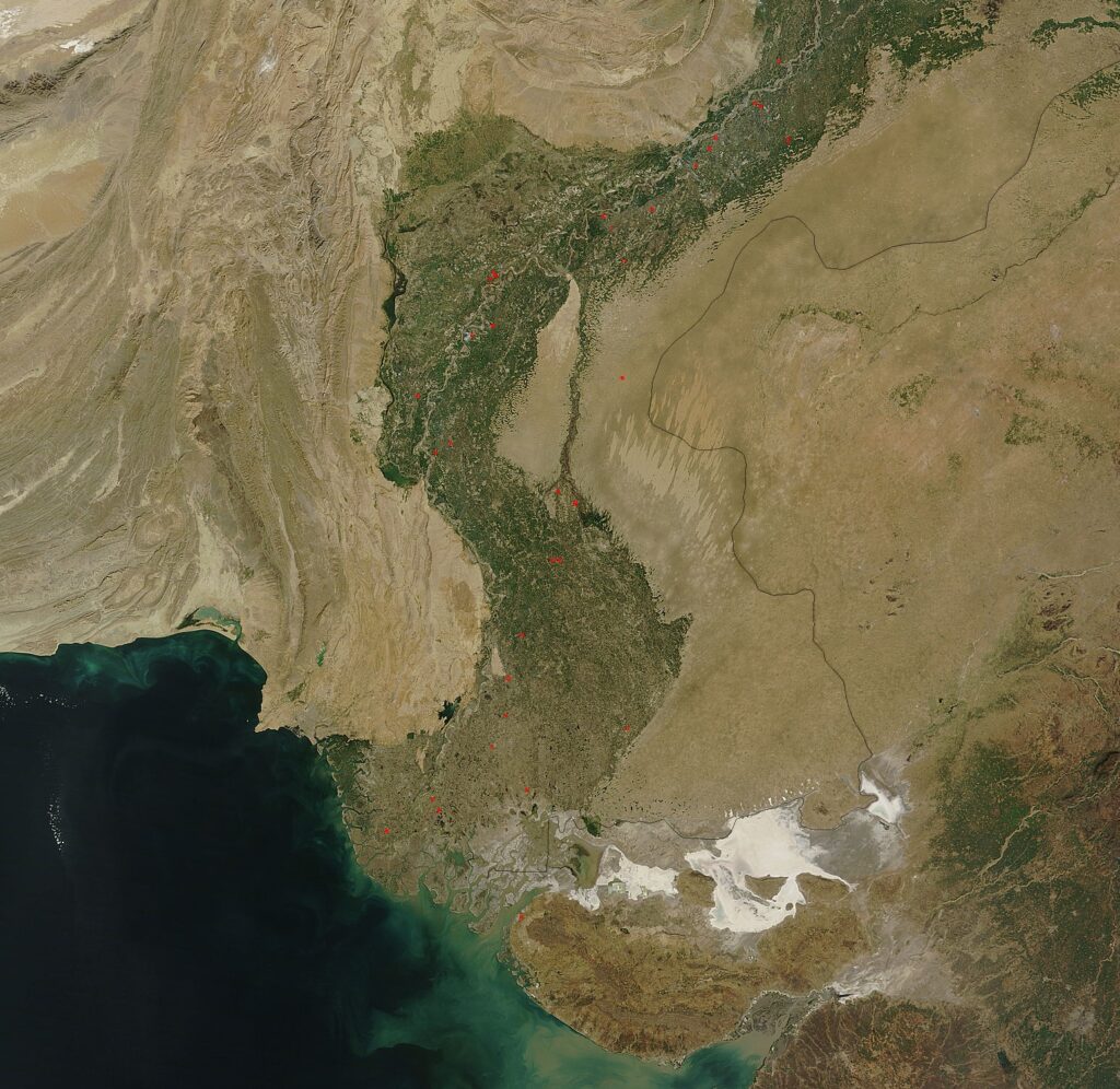 Image satellite de la basse vallée de l'Indus