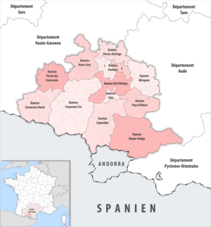 Carte des cantons du département de l’Ariège