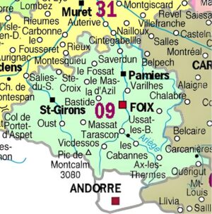 Carte des principales communes de l’Ariège