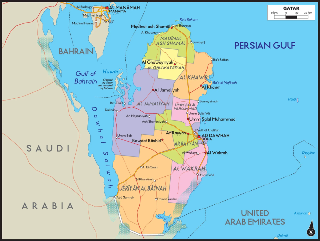 Carte du Qatar.