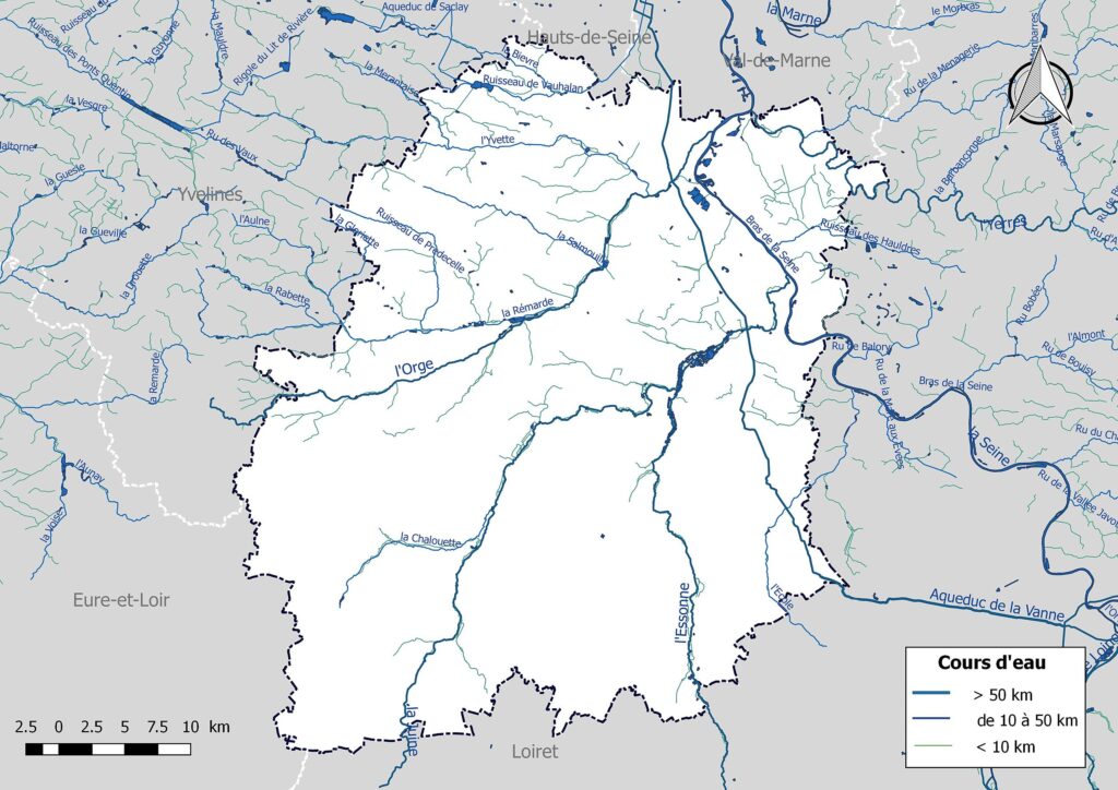 Carte hydrographique de l'Essonne.
