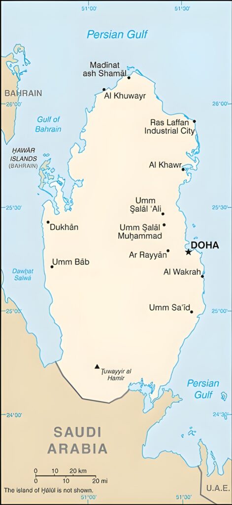 Carte des principales villes du Qatar