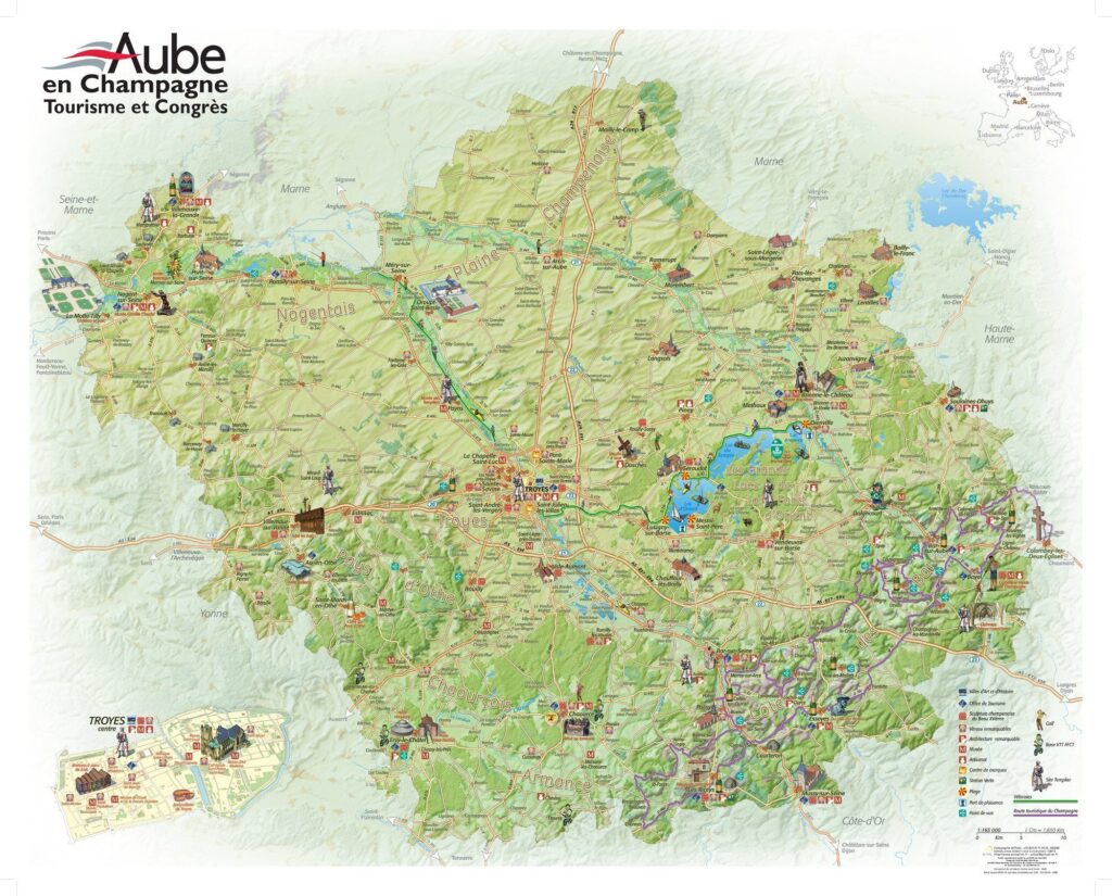 Carte touristique de l’Aube.