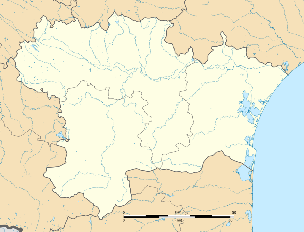 Carte administrative vierge du département de l'Aude.