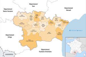 Carte des cantons du département de l’Aude